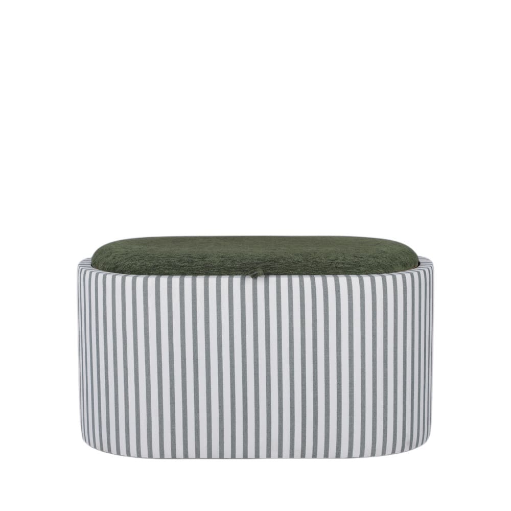 Banc coffre à rayures convertible en table basse L77cm - Vert