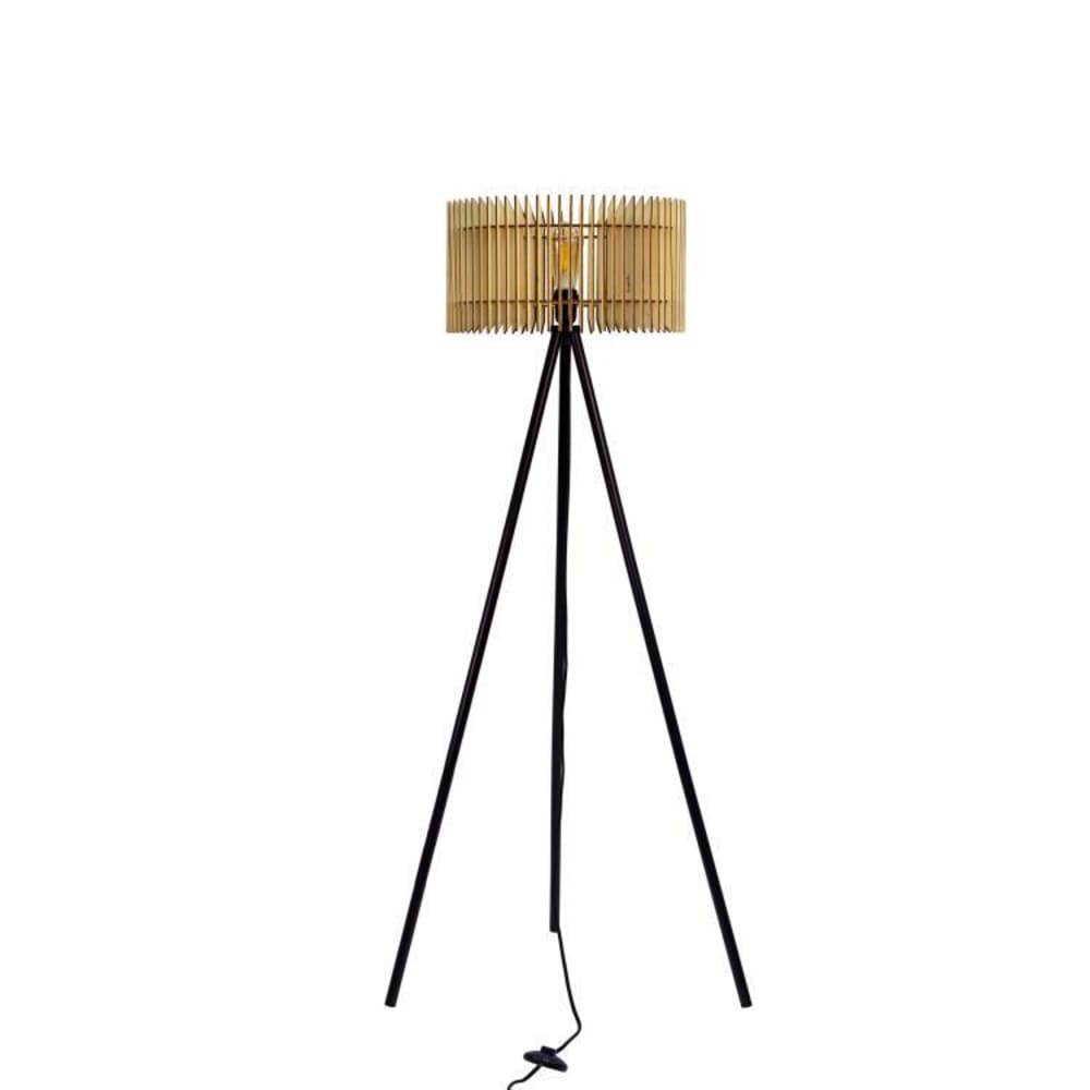 Lampadaire bois fsc pied noir h141cm bois