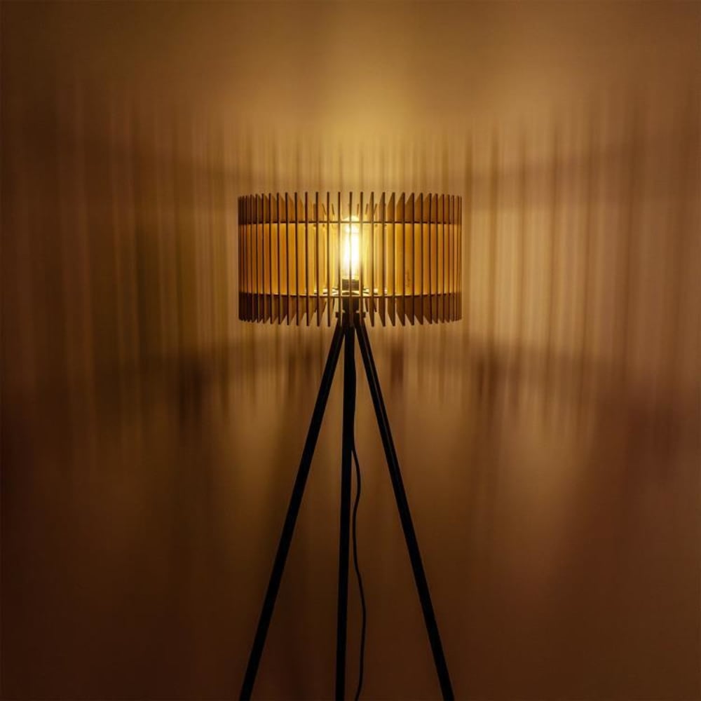 Lampadaire bois fsc pied noir h141cm bois — vue 4