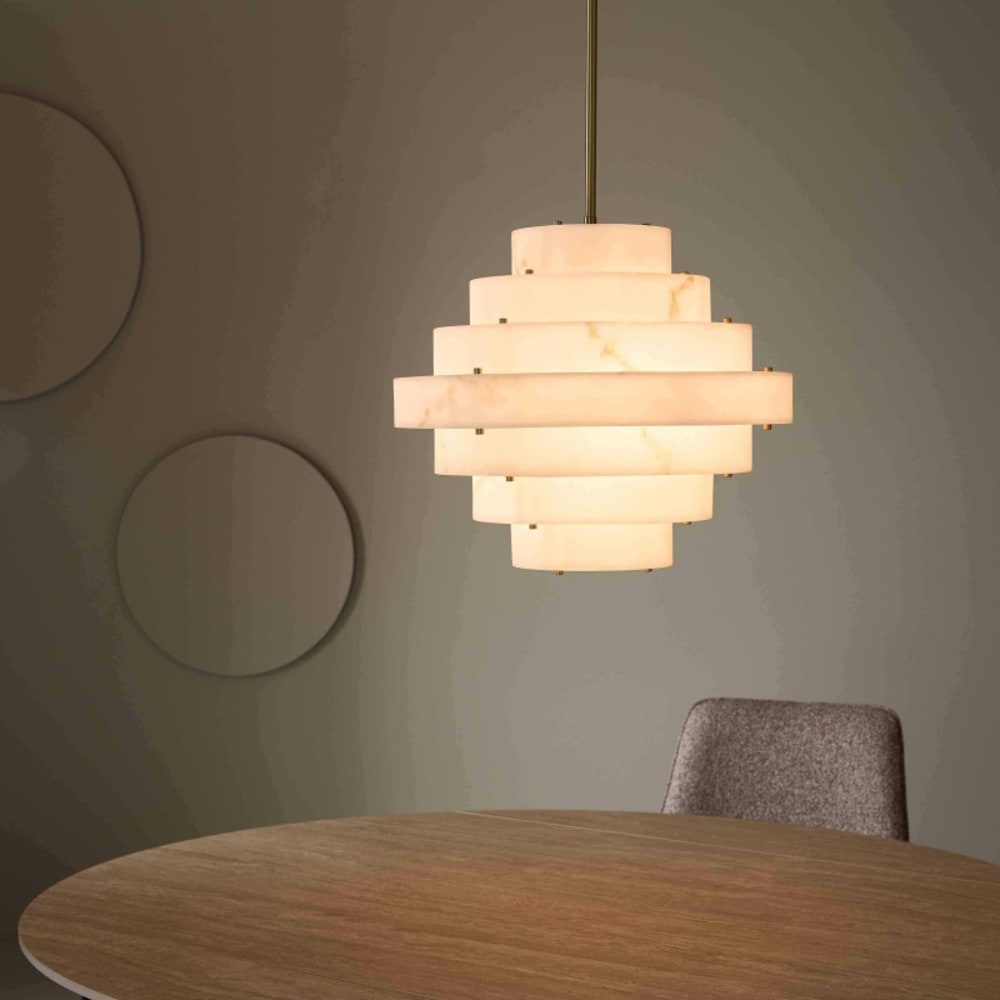 Signature Hängeleuchte aus alabasteroptik style modern Beige Metall