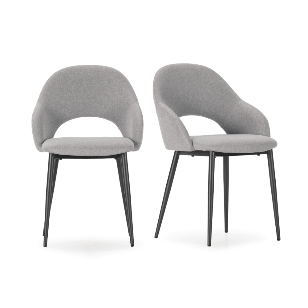 Lot de 2 chaises en tissu et métal h84 cm - gris clair Lot de 2 chaises en tissu et métal h84 cm - gris clair