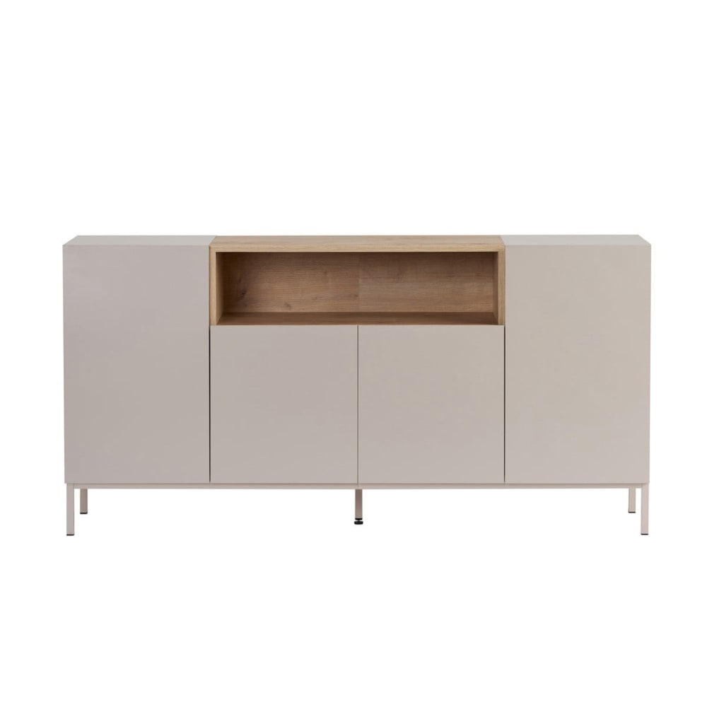 Buffet 4 portes 1 niche décor cachemire et bois L160 cm