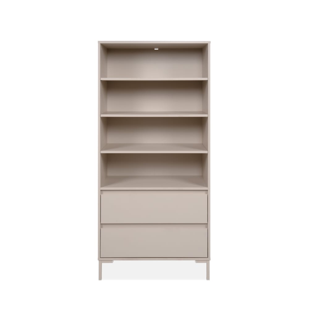 Bibliothèque 3 étagères et 2 tiroirs couleur cachemire H165 cm