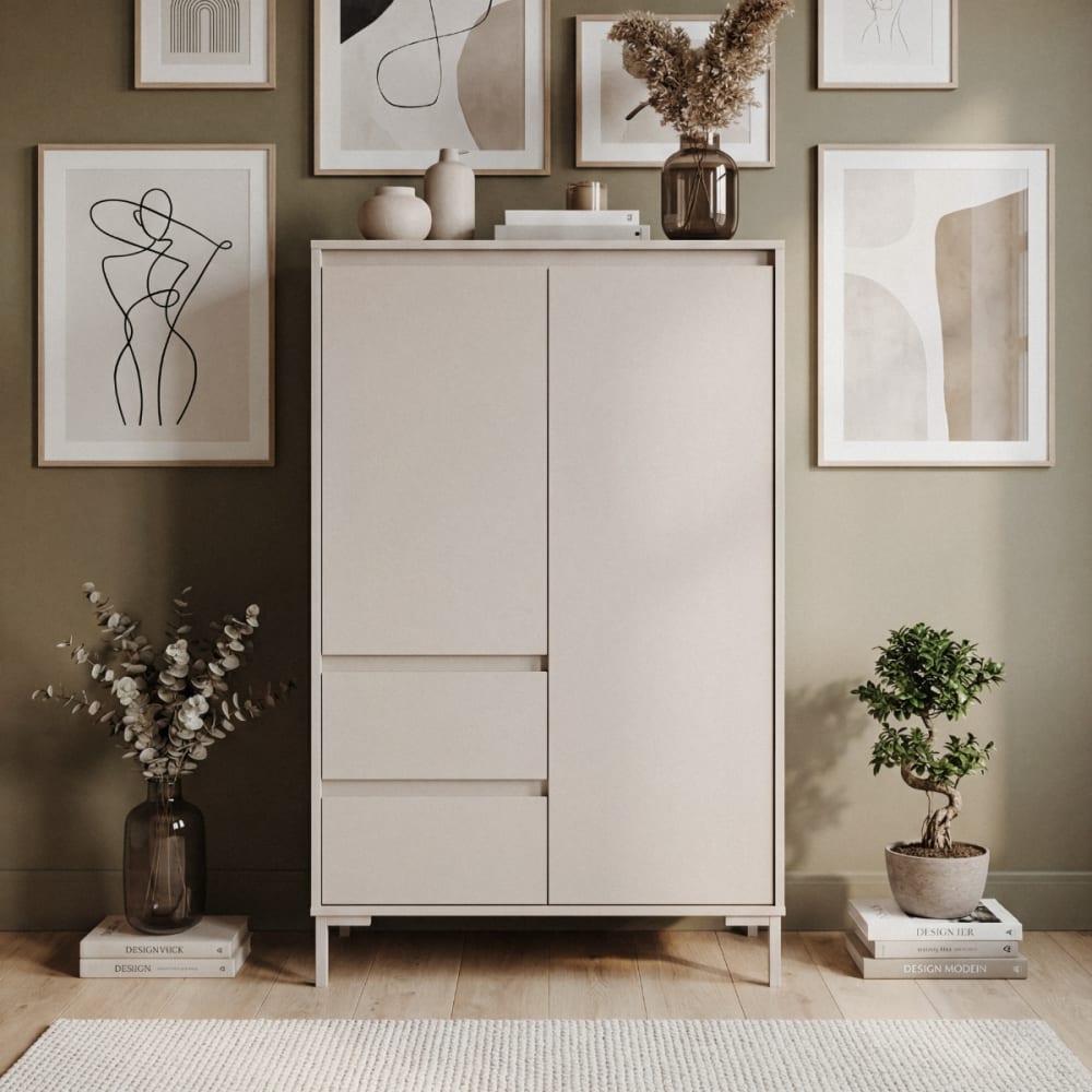 Highboard 2 Türen und 2 Schubladen, Farbe Kaschmir H139 cm -