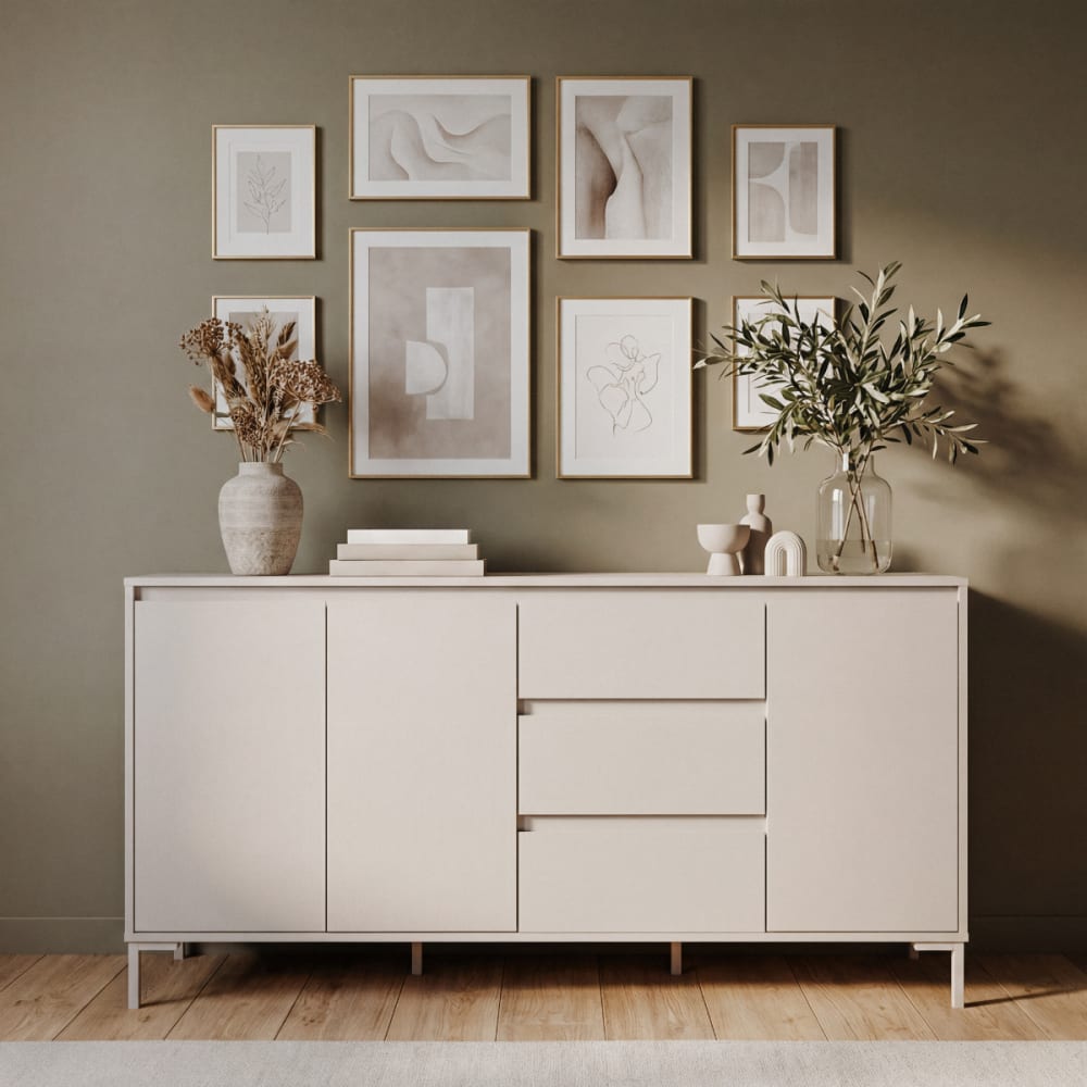 Sideboard 3 Türen und 3 Schubladen, kaschmirfarben L 170 cm -