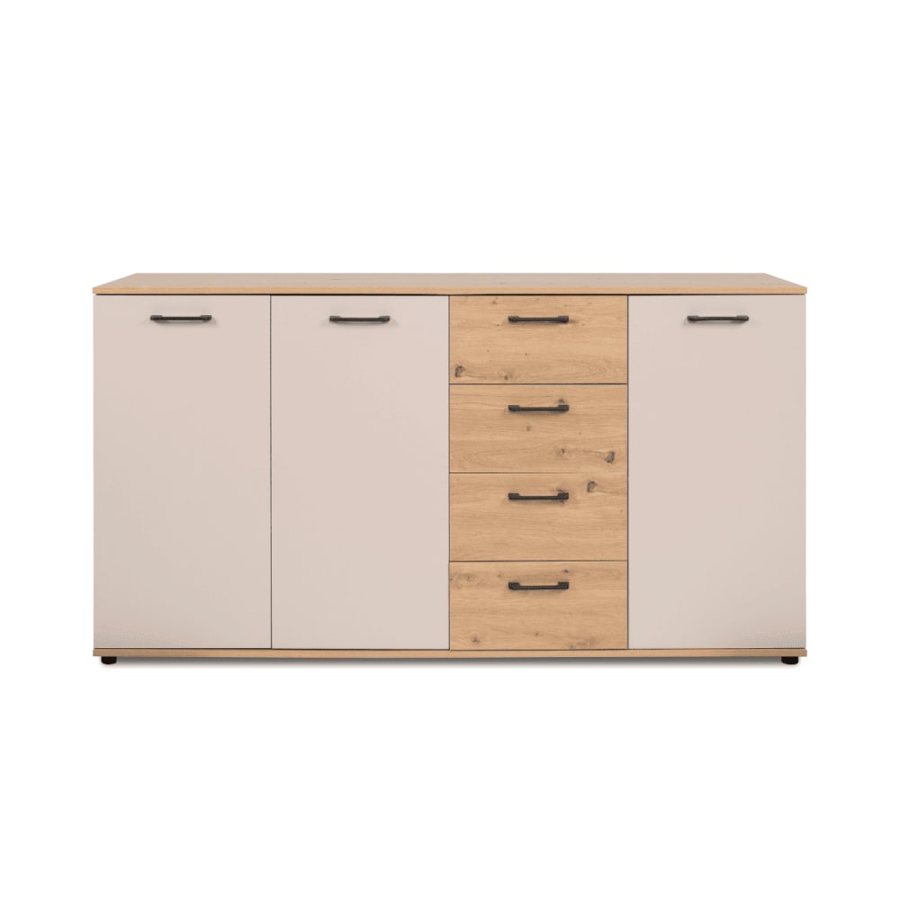 Calicosy Sideboard 3 Türen, 4 Schubladen, Eicheneffekt und Kaschmir B160 cm style modern Beige Spanplatte