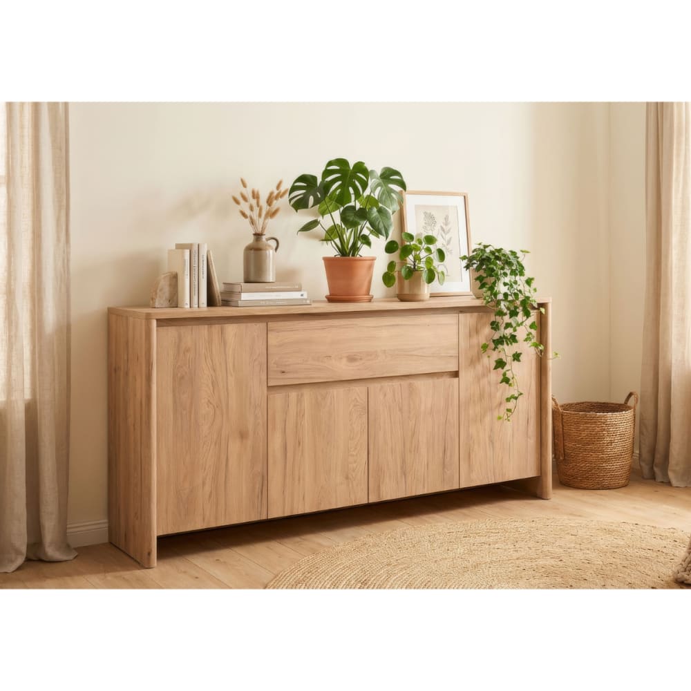 Sideboard 4 Türen 1 Schublade Holzoptik L165 cm - Maisons Du