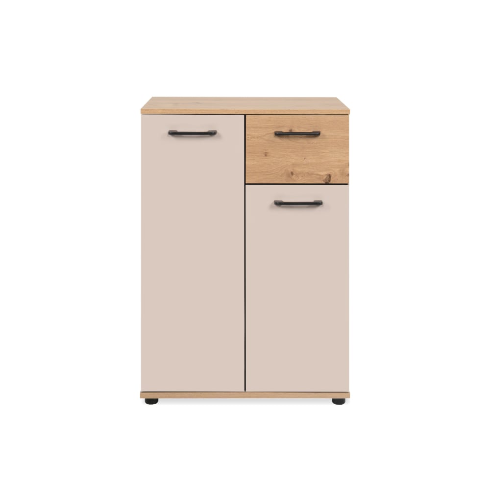 Buffet 2 portes, 1 tiroir effet chêne et cachemire L60 cm