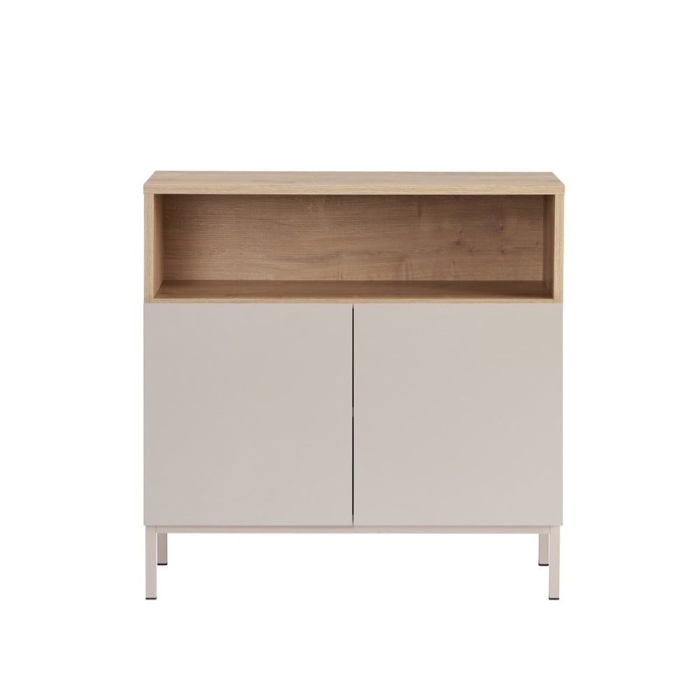 Petit buffet 2 portes 1 niche décor cachemire et bois L80 cm
