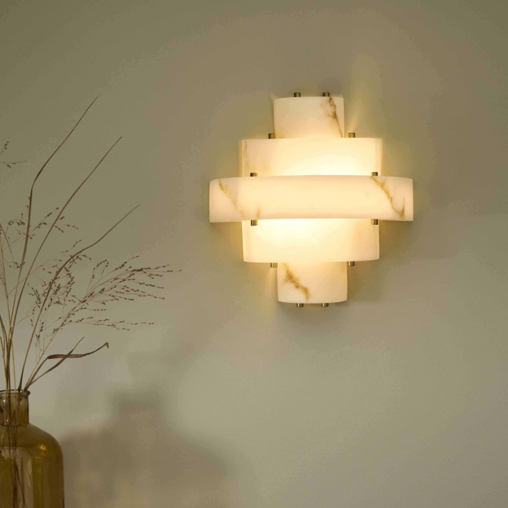 Signature Wandleuchte in Alabasteroptik style modern Beige Metall