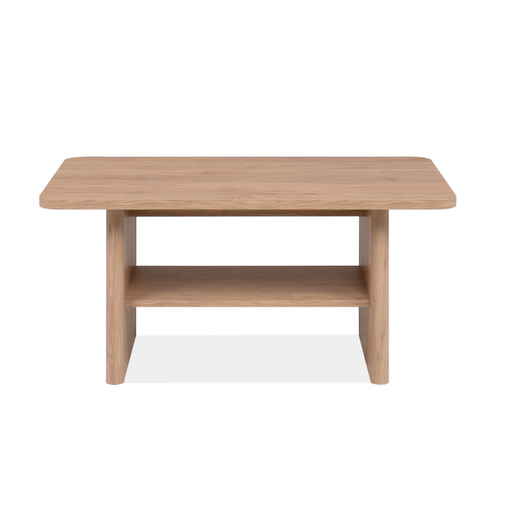 Table basse 1 niche, bords arrondis effet bois L90 cm