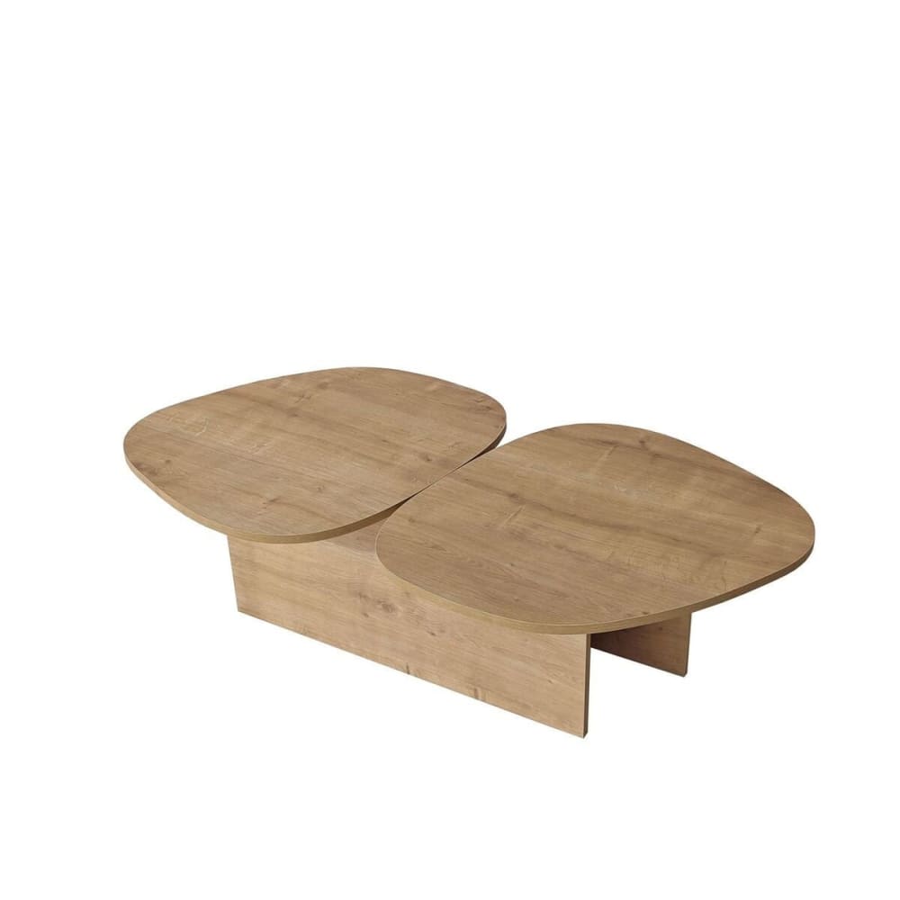 Table basse double plateau organique L125 cm - Effet Chêne