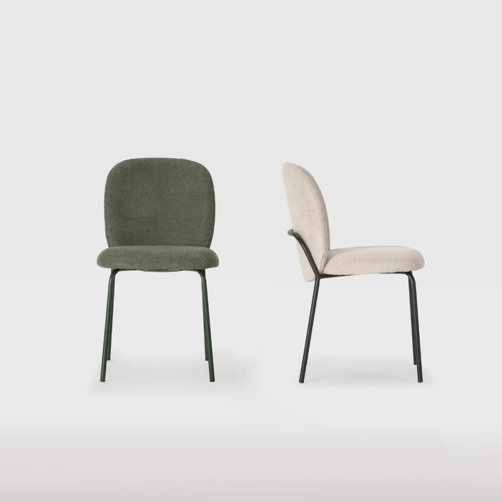 Stühle 4er-Set mit Stoffbezug und Metallbeinen, H 85 cm - Grün -