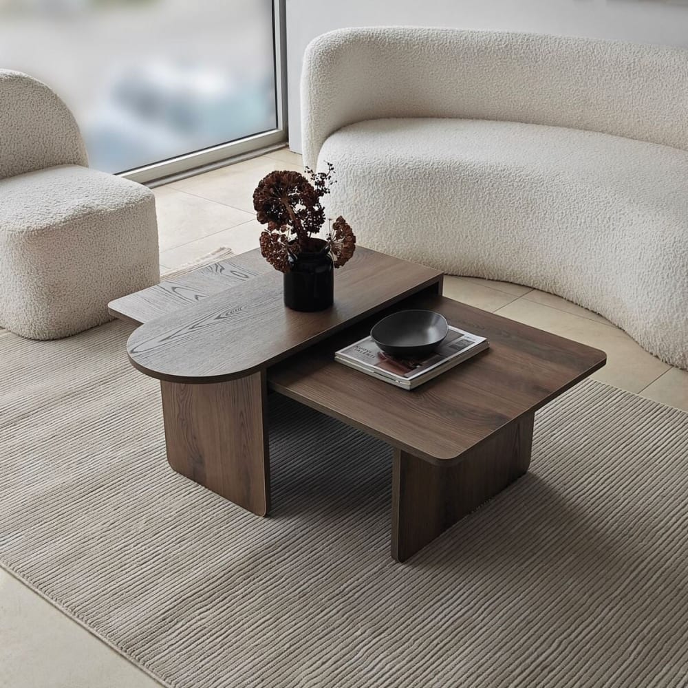 Couchtische 2er Set asymmetrische Tischplatten L105 cm -