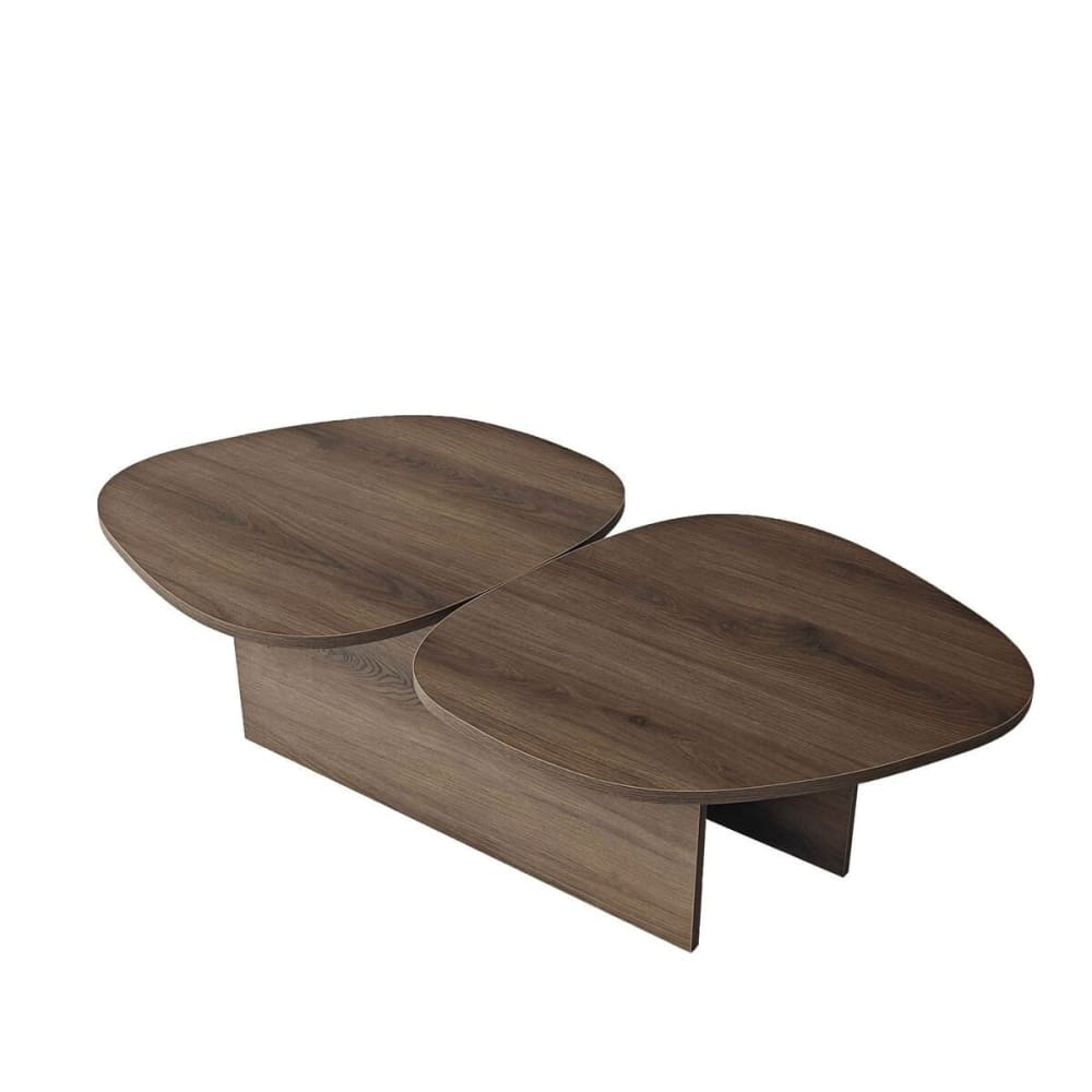 Table basse double plateau organique L125 cm - Effet Noyer