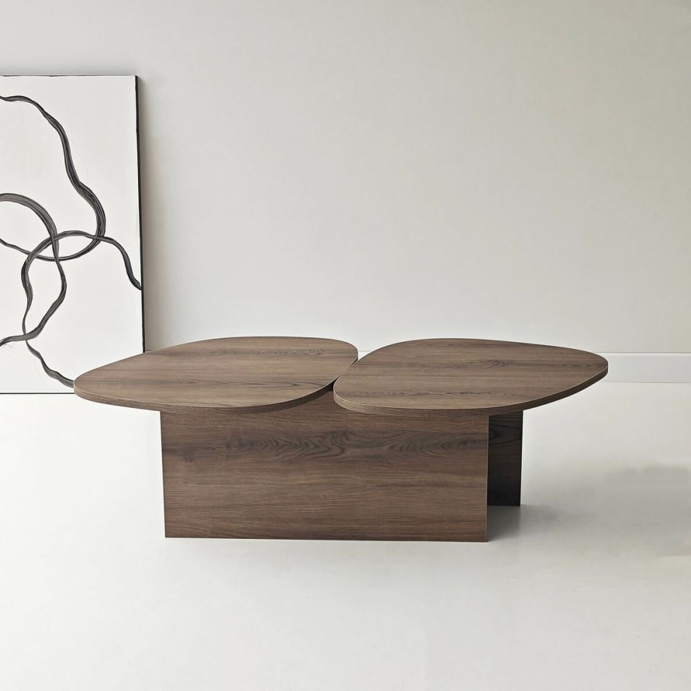 Couchtisch mit doppelter Platte L125 cm - Nussbaumdekor - Maisons
