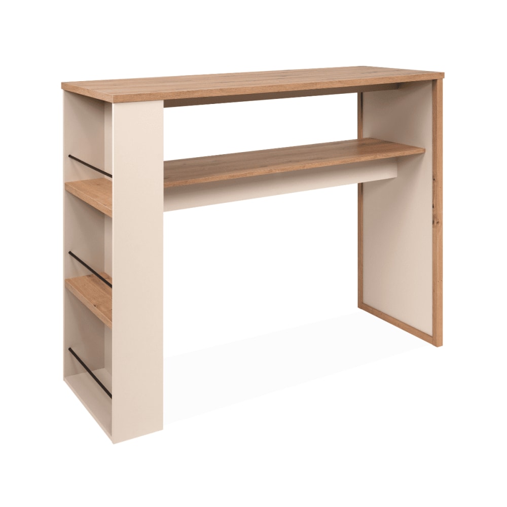 Calicosy Bar-Tisch 4 Fächer, Eicheneffekt und Kaschmir, L 110 cm style modern Beige Spanplatte