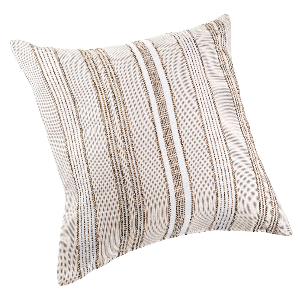 Coussin extérieur déperlant rayé polypropylène vert 50 x 50