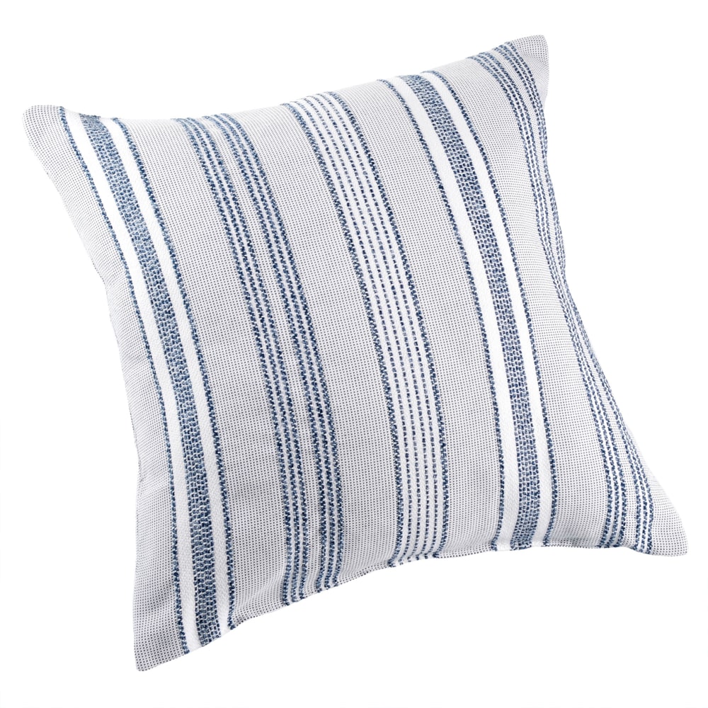 Coussin extérieur déperlant rayé polypropylène bleu 50 x 50