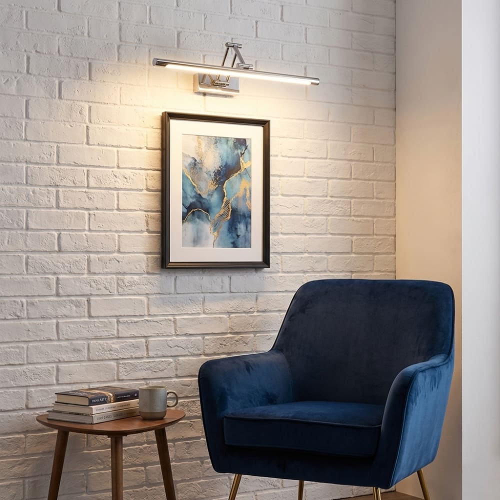 Bilderleuchte LED 12W Aluminium Chrom 2800K 60 cm schwenkbar -