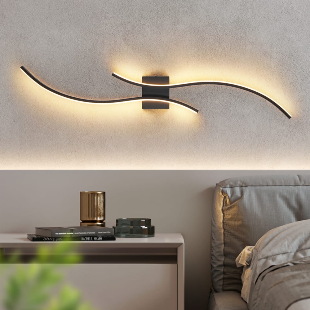 Collins - applique murale led en métal, noir, l 102 cm — vue 3