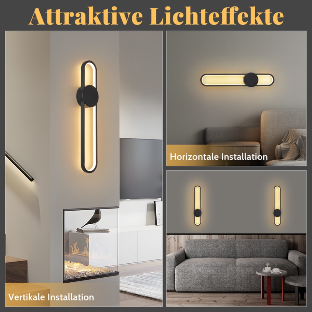 Berlinchen - applique murale led en métal, noir, l 60 cm — vue 4