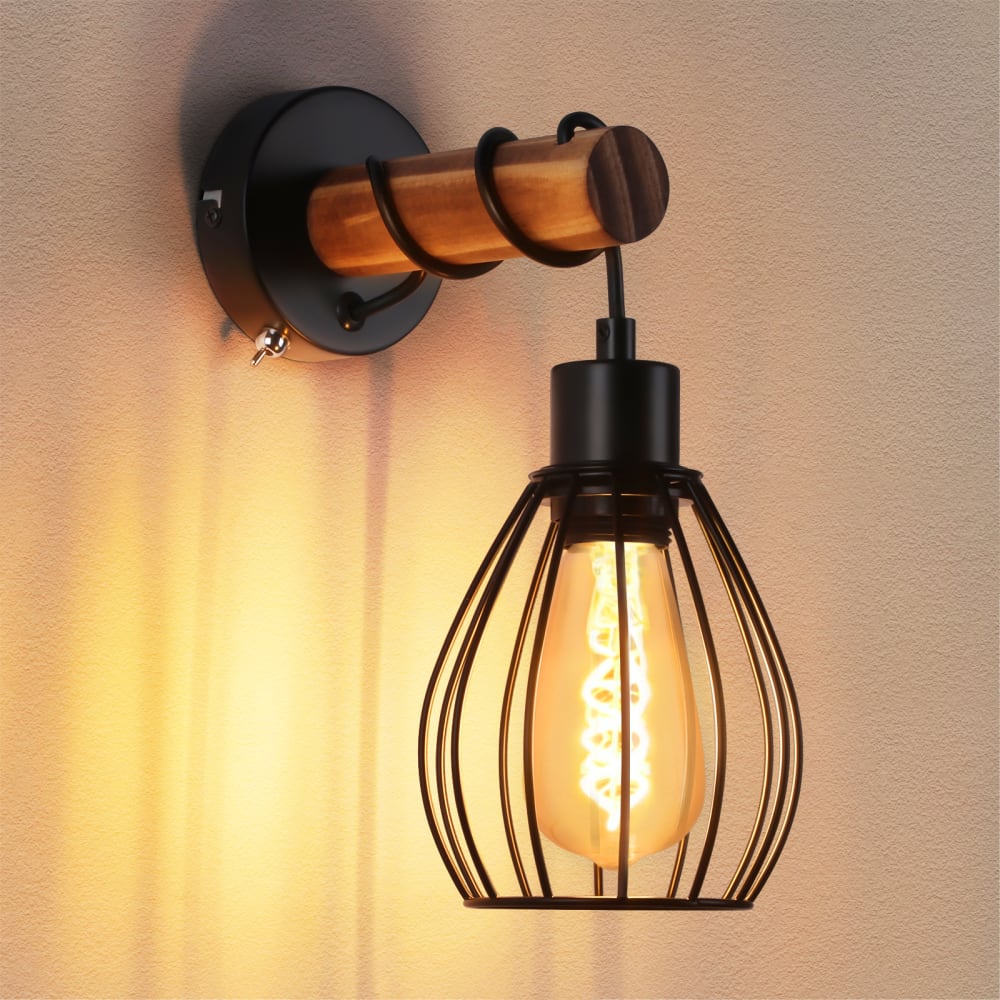 Aixi - applique murale en métal, coloris noir, l 10 cm, e27, max. 40 w — vue 3