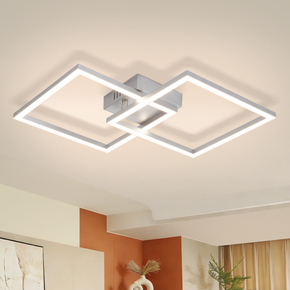 Burgdorf - plafonnier led en plastique, argent, l 40 cm — vue 3