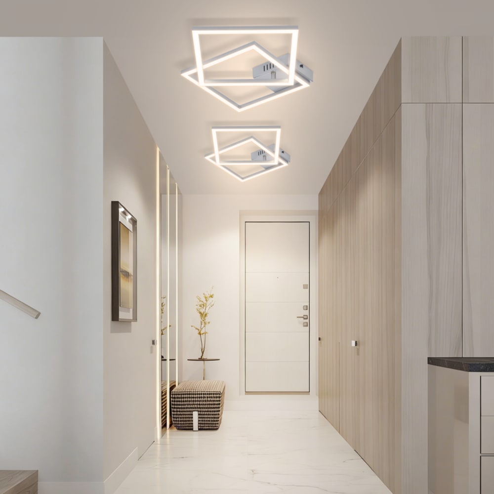 Burgdorf - plafonnier led en plastique, argent, l 40 cm — vue 4