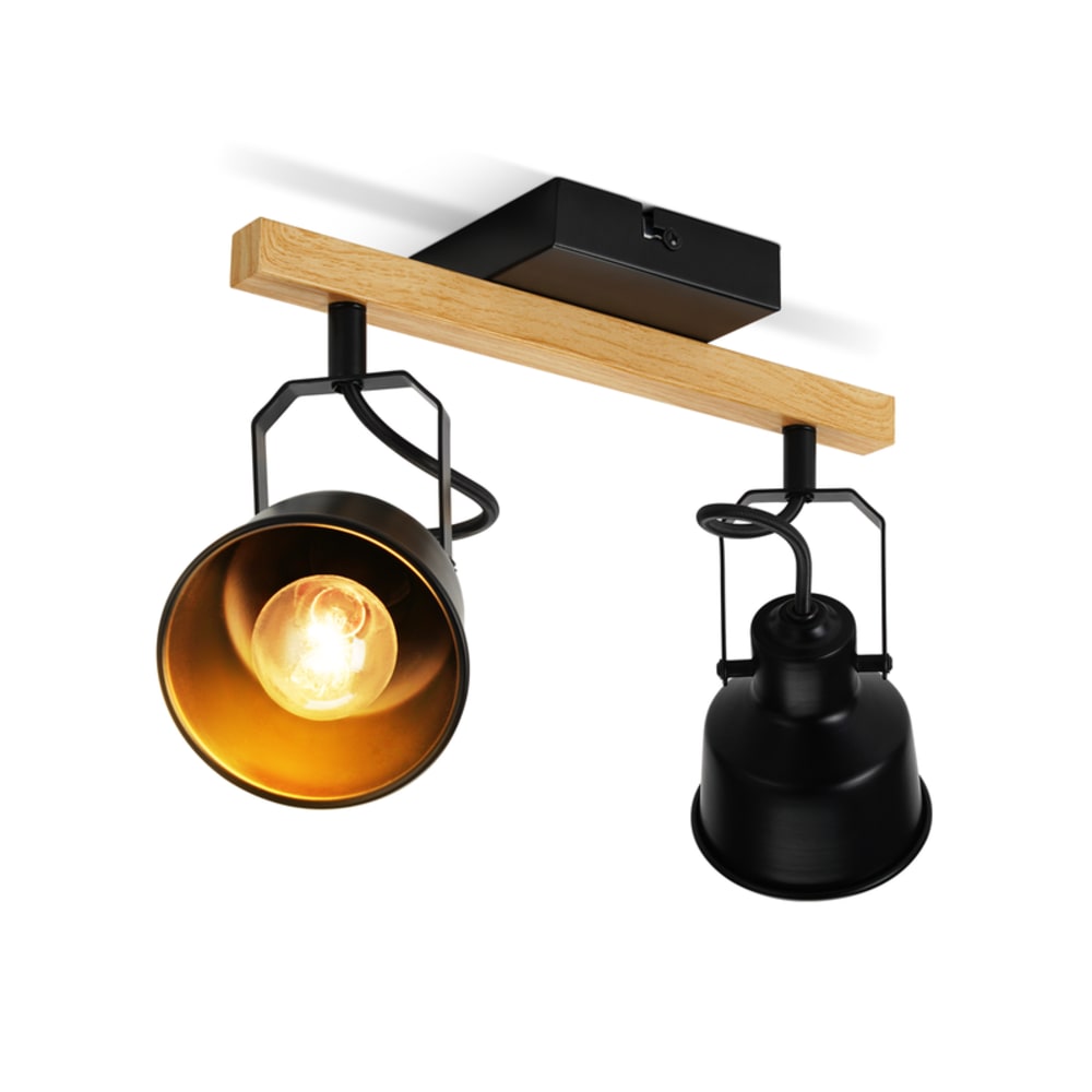 Emden - spot de plafond en métal, noir, l 83 cm, e14