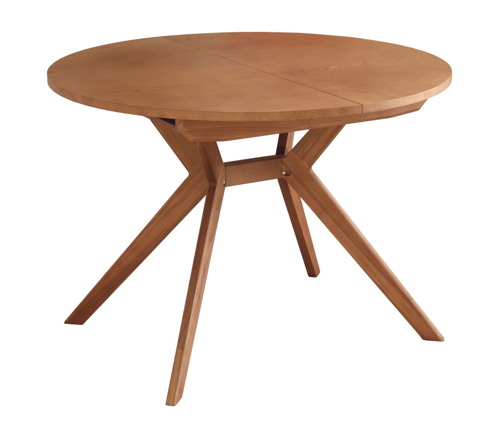 Ragaba Runder Ausziehtisch aus Massivesche und eschefurniertem MDF, Eiche style modern Taupe Holz