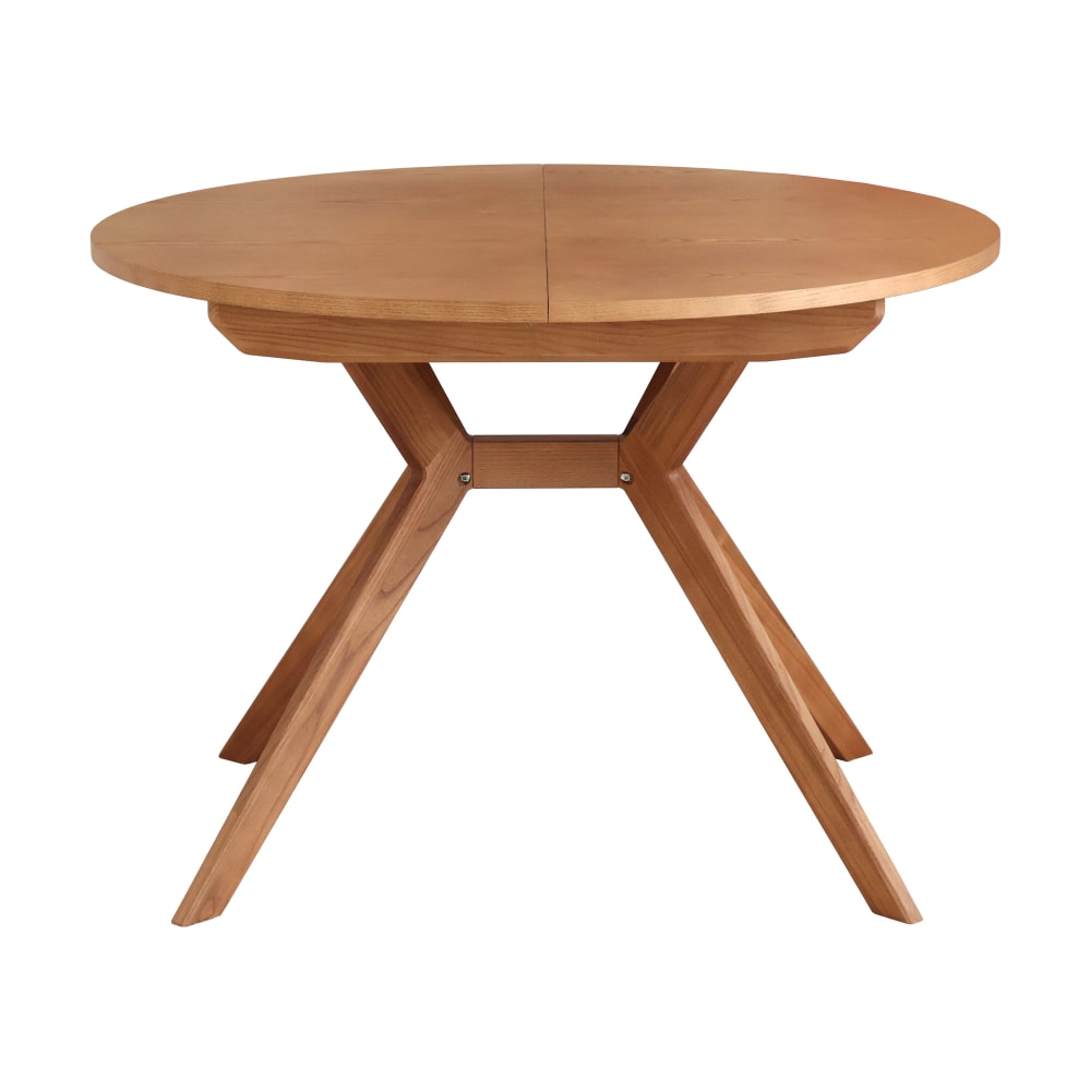 Ragaba Runder Ausziehtisch aus Massivesche und eschefurniertem MDF, Eiche style modern Taupe Holz