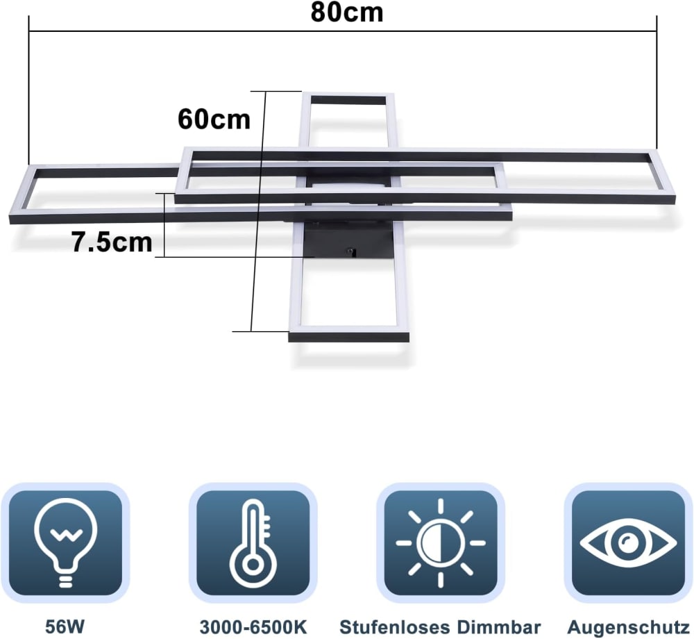 Andrews - plafonnier en plastique, coloris noir, l 3 cm, max. 56 w — vue 4