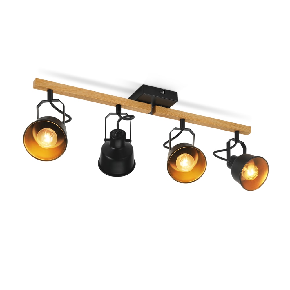 Bruchsal - spot de plafond en métal, noir, l 60 cm, e14
