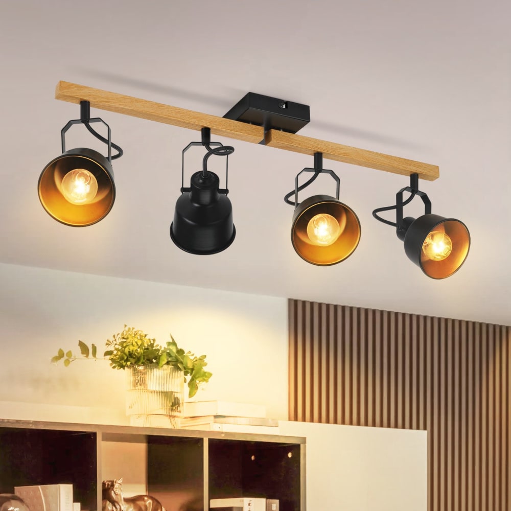 Bruchsal - spot de plafond en métal, noir, l 60 cm, e14 — vue 3
