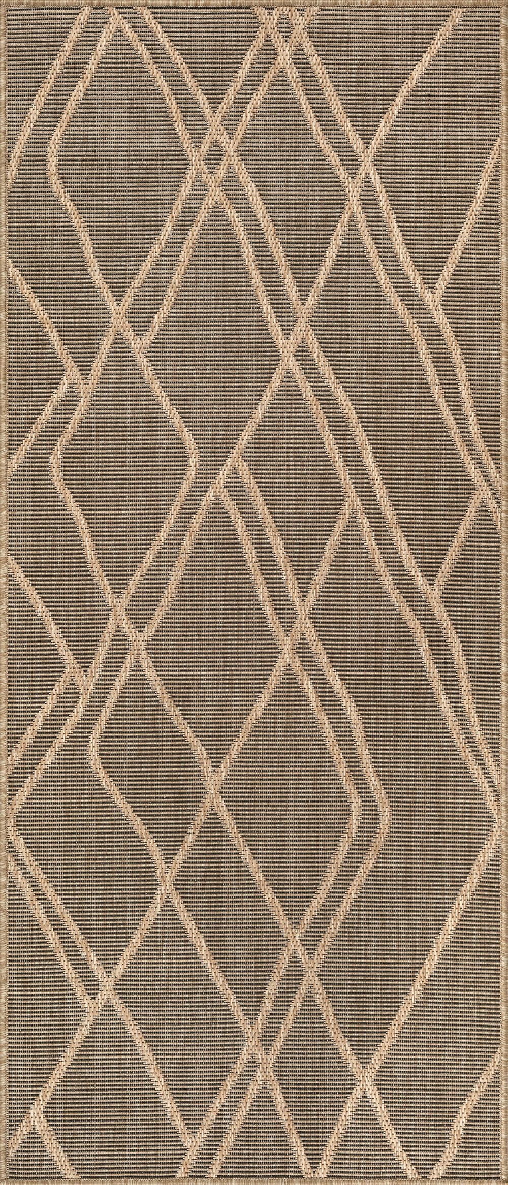 Tapis extérieur intérieur abstrait, beige, 80 x 200 cm