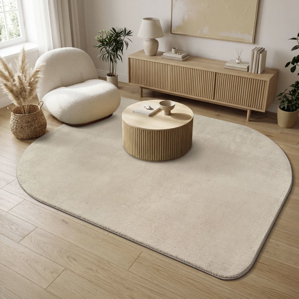 Tapis modern antidérapant lavable, beige, 120 x 160 cm — vue 3