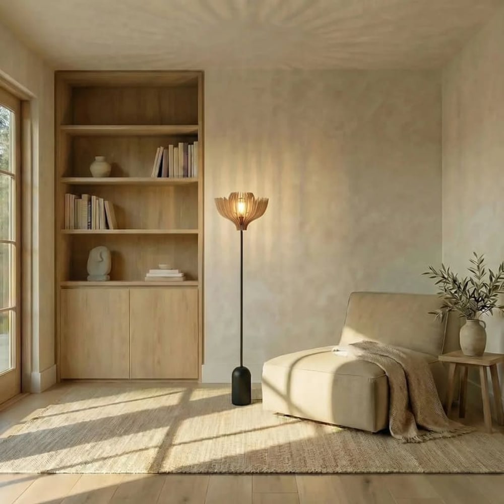 Lampadaire en bois naturel