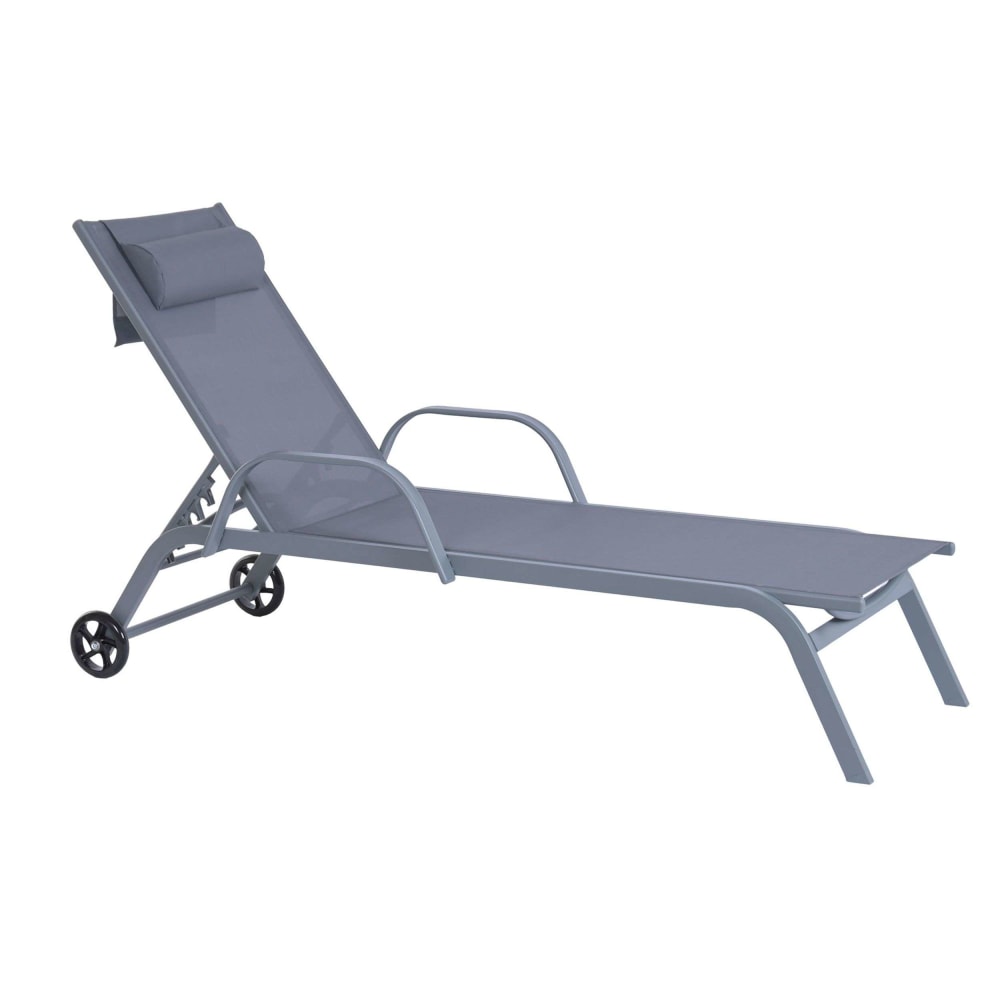 Transat en acier gris clair 199x63x101 cm