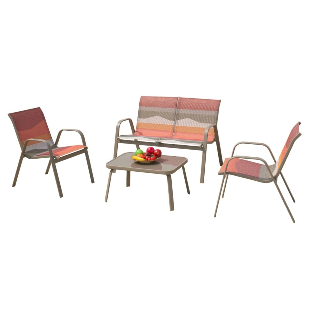Salon de jardin en acier multicolore 4 places