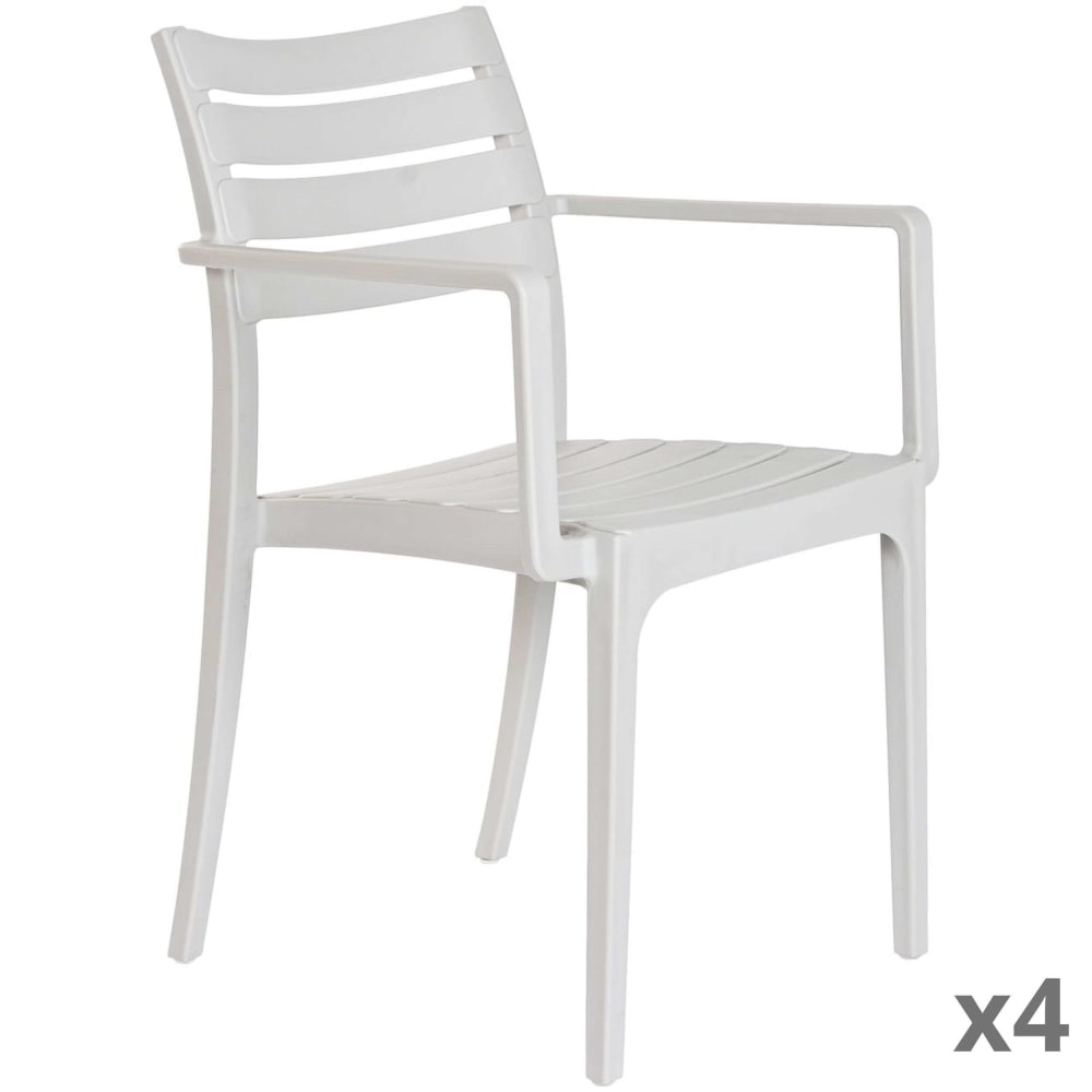 Lot 4 chaises en polypropylène - gris