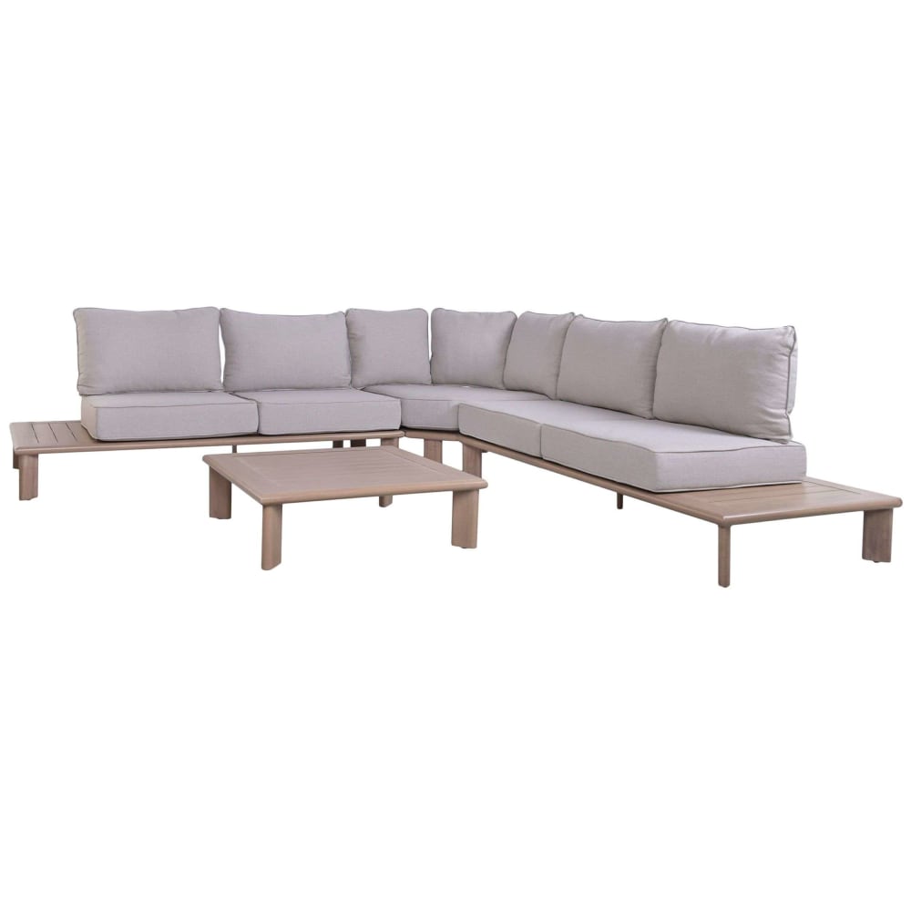 Conjunto de muebles de jardín de aluminio marrón 6 plazas
