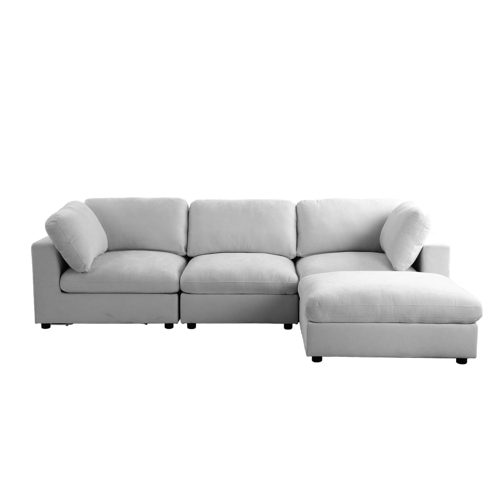 Canapé d'angle en tissu 4 places gris