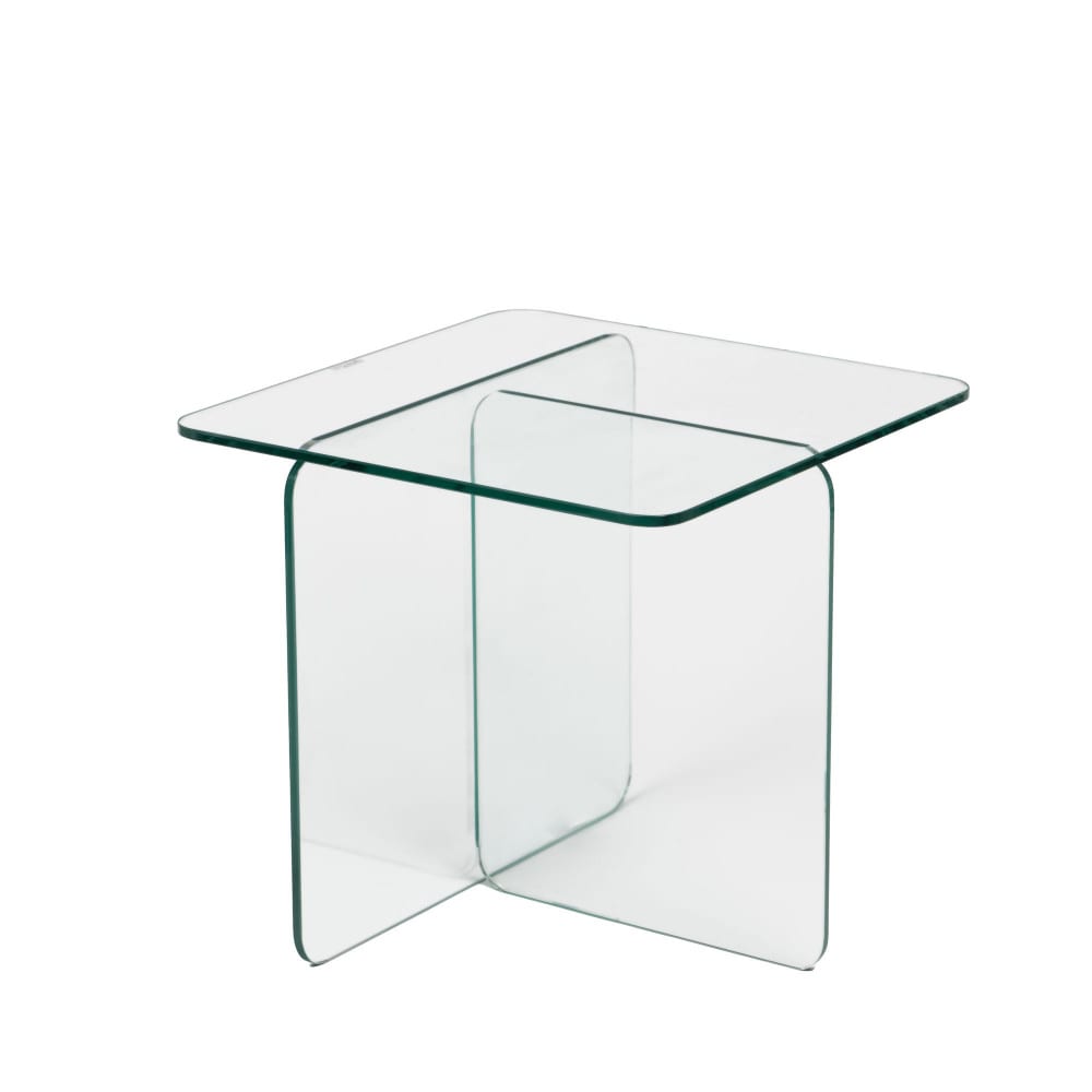 Bout de canapé T en verre transparent / cristal