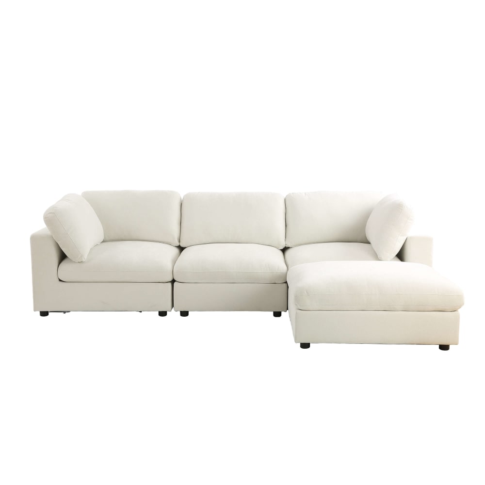 Canapé d'angle en tissu 4 places beige