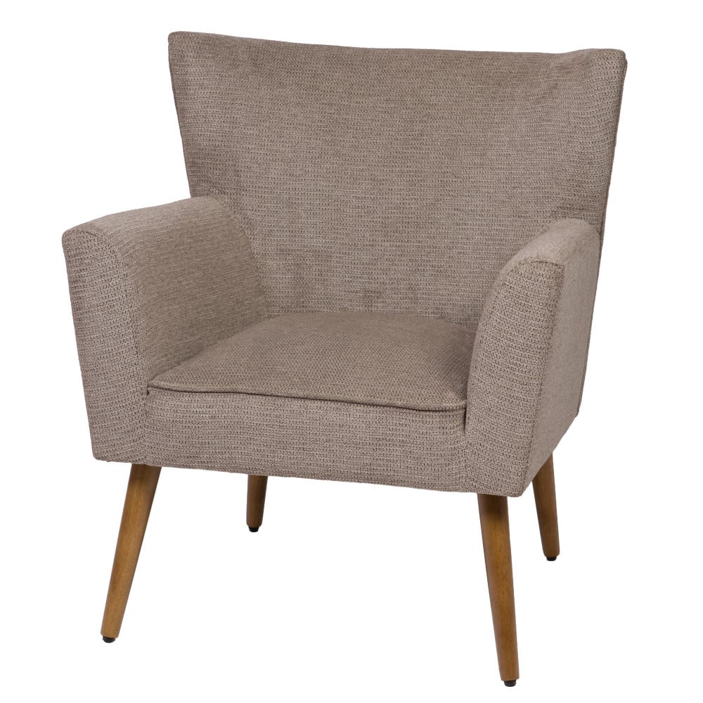 Fauteuil en tissu taupe léon marron