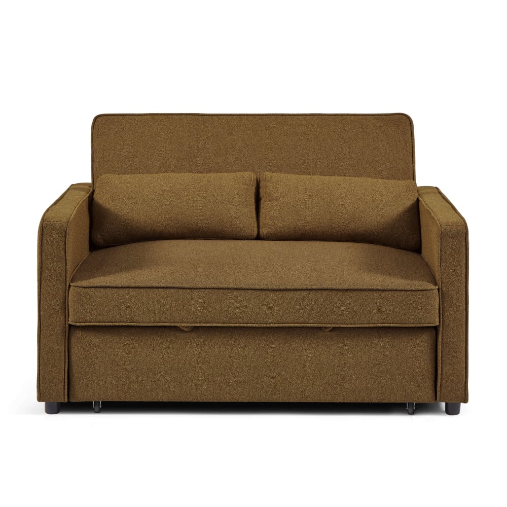 Canapé droit en tissu 2 places marron