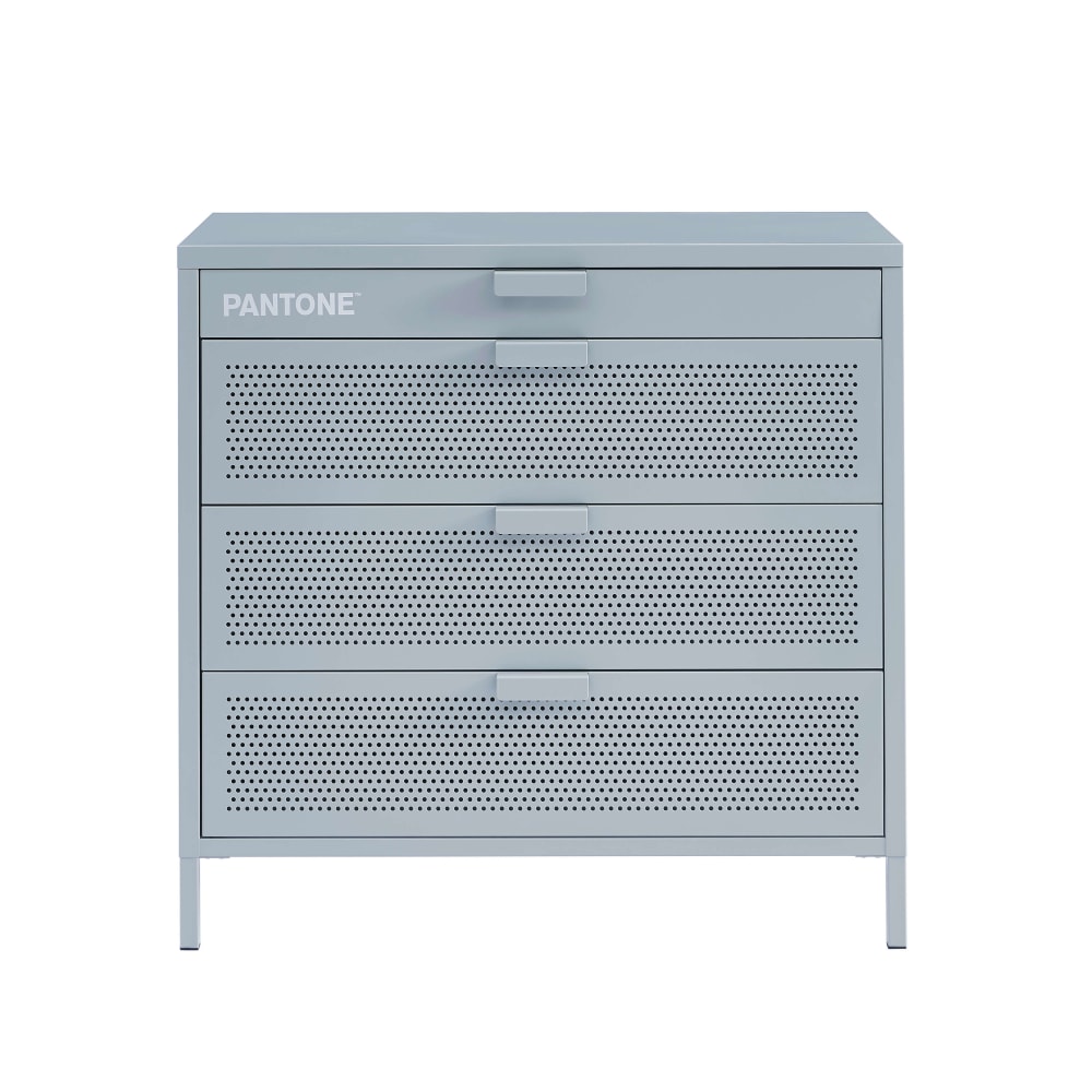 Commode 4 tiroirs métal gris bleu 80cm