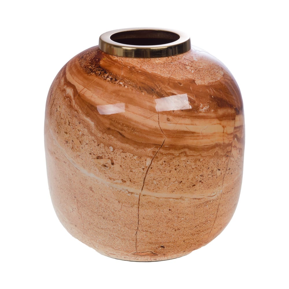 Vase Minéral boisé 29 cm multicolore en métal
