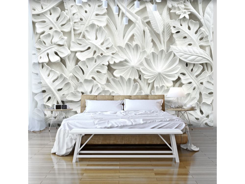 Papier peint adhésif - Jardin blanc d'albâtre - Maisons du Monde